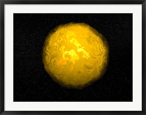 Framed Bright sun shining in the universe with starry background Print