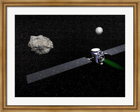 Framed Dawn robotic spacecraft orbiting Ceres and Vesta Print