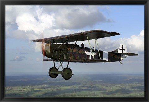 Framed Fokker DVII World War I replica fighter in the air Print