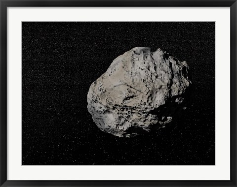 Framed Large grey meteorite in the universe full of stars Print