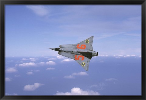 Framed Saab 35 Draken fighter of the Swedish Air Force Historic Flight Print