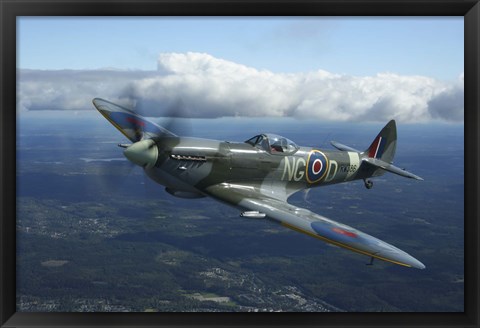 Framed Supermarine Spitfire MkXVI fighter warbird of the Royal Air Force Print