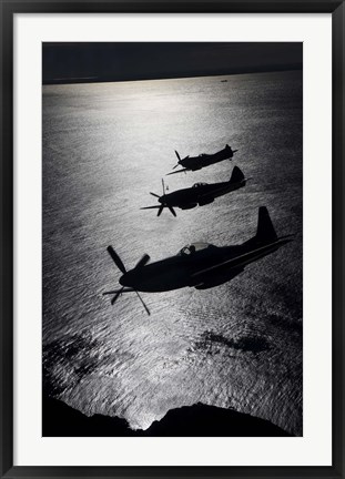 Framed Three P-51 Cavalier Mustang warbirds in flight Print