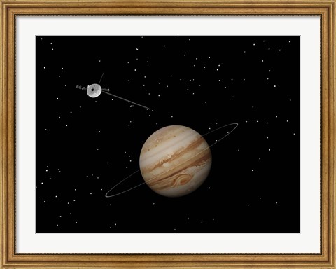 Framed Voyager Spacecraft near Jupiter and its Unrecognized Ring Print