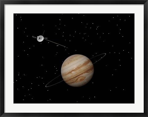 Framed Voyager Spacecraft near Jupiter and its Unrecognized Ring Print