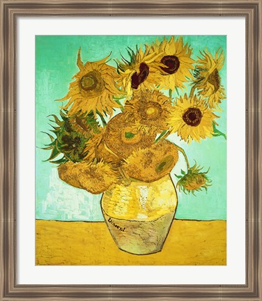 Framed Sunflowers, 1888 Print