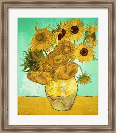 Framed Sunflowers, 1888 Print