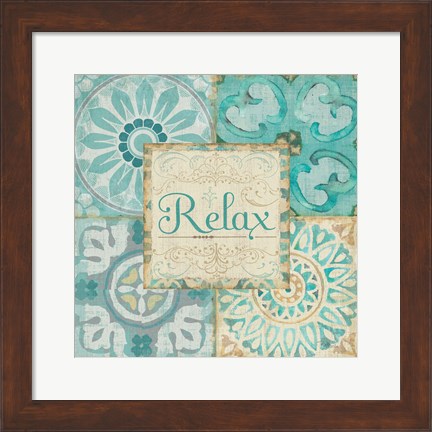 Framed Ocean Tales Tile VI Print