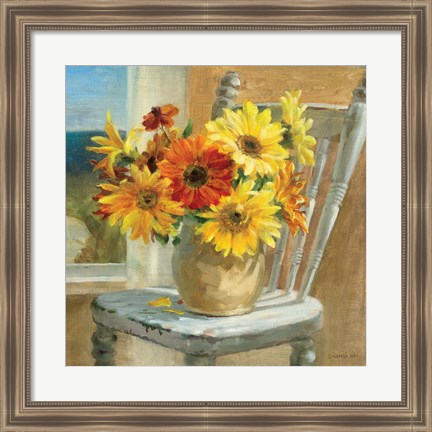 Framed Sunflowers by the Sea Crop Print