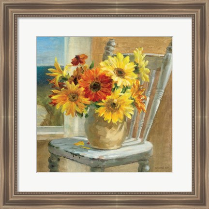 Framed Sunflowers by the Sea Crop Print