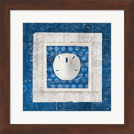 Framed Sea Shell I on Blue Print