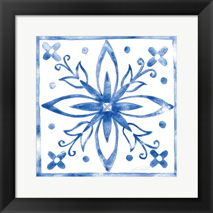 Framed Tile Stencil I Blue Print