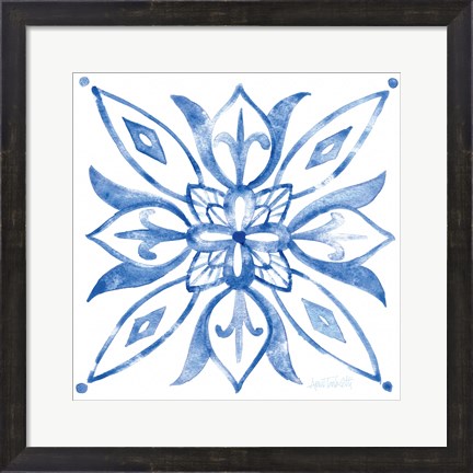 Framed Tile Stencil II Blue Print