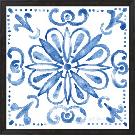 Framed Tile Stencil IV Blue Print