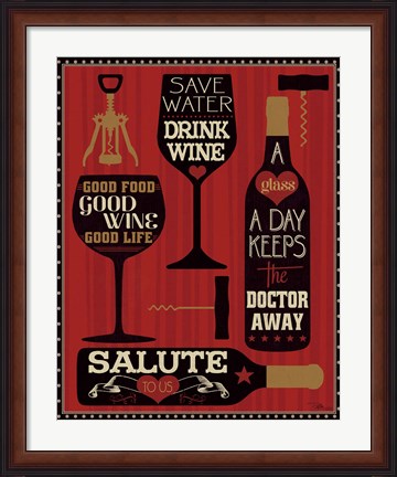 Framed Wine Words II Print