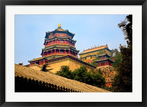 Framed Tower in The Pavilion of Buddhist Fragrance, Beijing, China Print