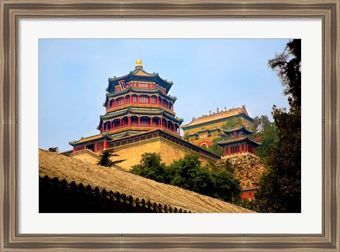 Framed Tower in The Pavilion of Buddhist Fragrance, Beijing, China Print