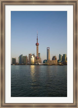 Framed CHINA, Shanghai, Pudong city skyline Print