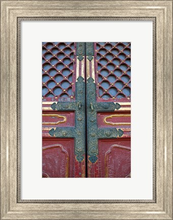 Framed Hall of Supreme Harmony-door detail, The Forbidden City, Beijing, China Print