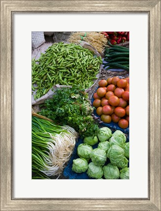 Framed Produce at Xizhou town market, Yunnan Province, China Print
