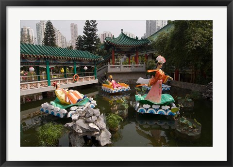 Framed Wong Tai Sin Temple, Wong Tai Sin District, Kowloon, Hong Kong, China Print