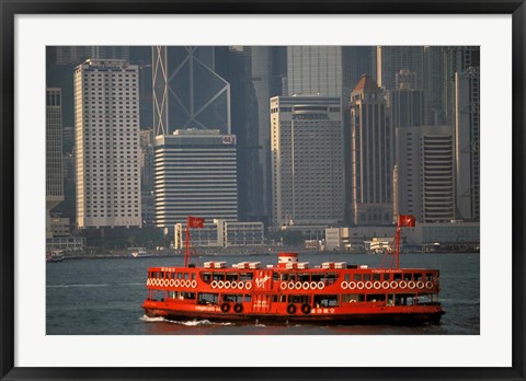 Framed Star Ferry in Hong Kong Harbor, Hong Kong, China Print