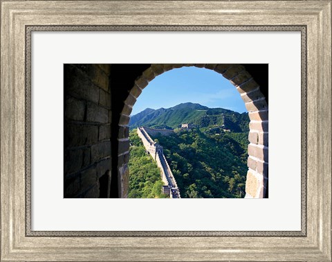 Framed China, Huairou, Mutianyu, Great Wall, turret window Print