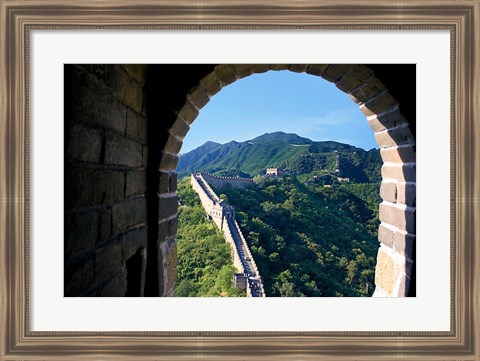 Framed China, Huairou, Mutianyu, Great Wall, turret window Print