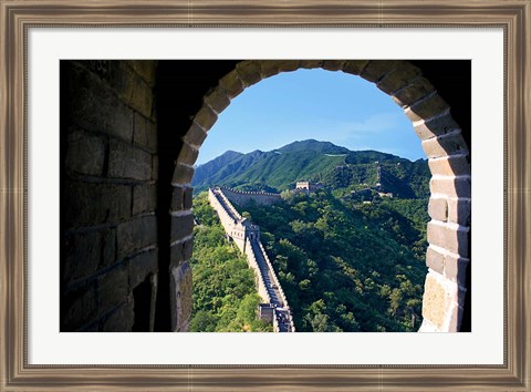 Framed China, Huairou, Mutianyu, Great Wall, turret window Print