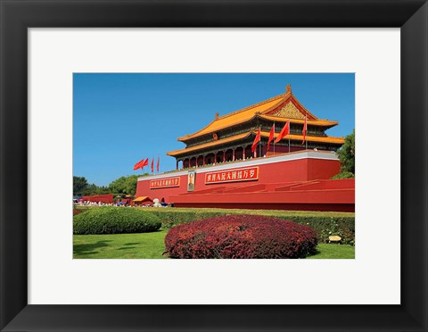 Framed Gate of Heavenly Peace Gardens, The Forbidden City, Beijing, China Print