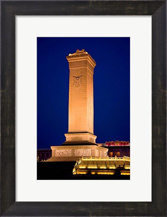 Framed Monument to the People&#39;s Heroes, Tiananmen Square, Beijing, China Print