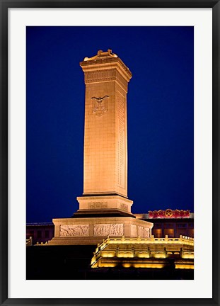 Framed Monument to the People&#39;s Heroes, Tiananmen Square, Beijing, China Print