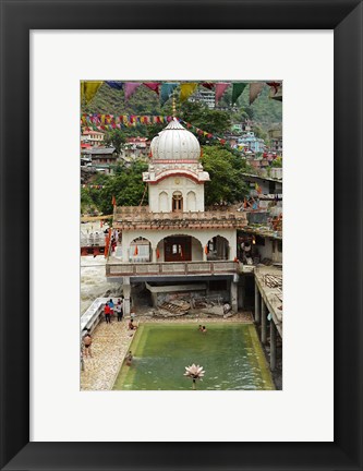 Framed Sri Guru Nanak Ji Gurdwara Shrine, Manikaran, Himachal Pradesh, India Print