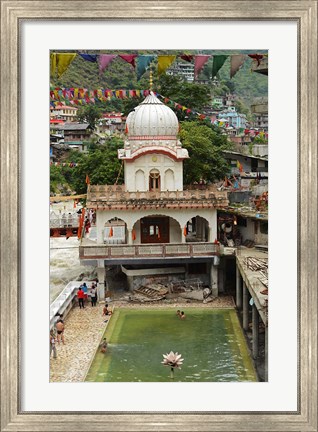 Framed Sri Guru Nanak Ji Gurdwara Shrine, Manikaran, Himachal Pradesh, India Print