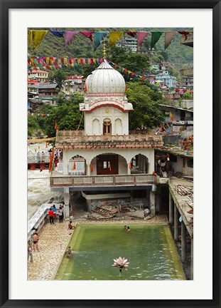 Framed Sri Guru Nanak Ji Gurdwara Shrine, Manikaran, Himachal Pradesh, India Print