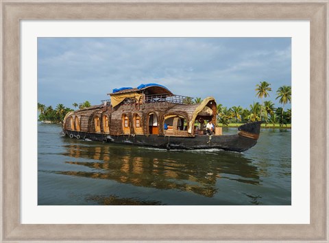 Framed Cruise Boat in Backwaters, Kerala, India Print