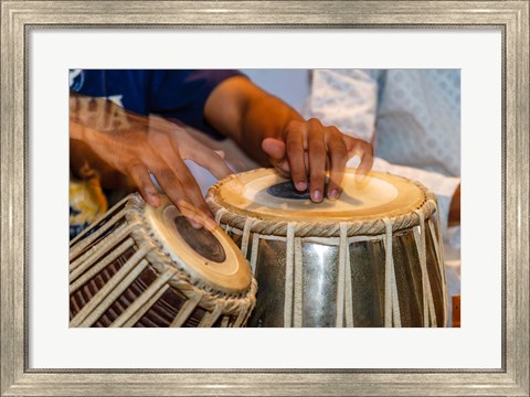 Framed Drum Player&#39;s Hands, Varanasi, India Print