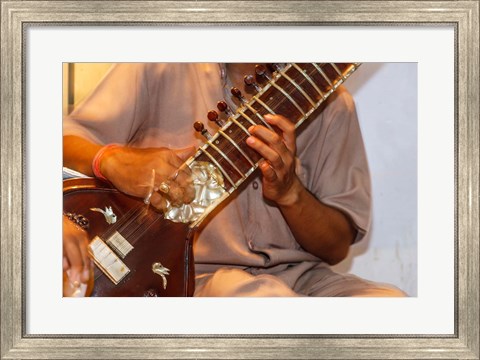 Framed Sitar Player, Varanasi, India Print