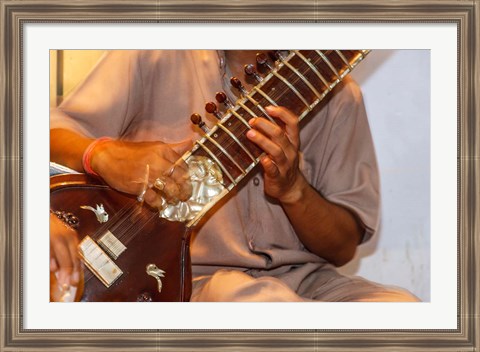 Framed Sitar Player, Varanasi, India Print