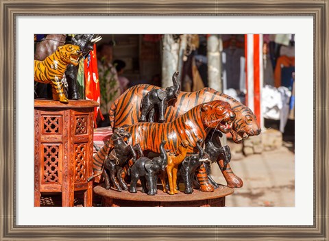 Framed Souvenir Tiger Sculptures, New Delhi, India Print