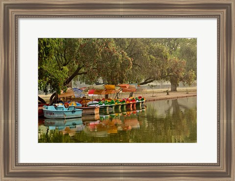 Framed Boat reflection, Delhi, India Print