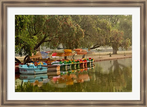 Framed Boat reflection, Delhi, India Print