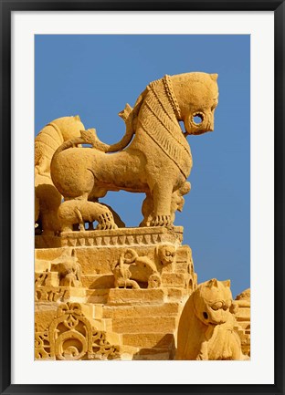 Framed Carved figures on Jain Temple, Jaisalmer, India Print