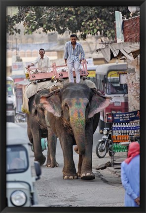 Framed Colorfully decorated elephant, Amber Fort, Jaipur, India Print