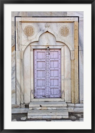 Framed Lavender colored door, Taj Mahal, Agra, India Print