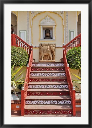 Framed Steps at Raj Palace Hotel, Jaipur, India Print