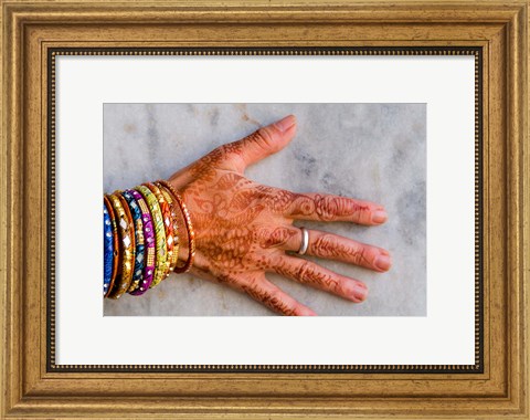 Framed Henna Design on Woman&#39;s Hands, Delhi, India Print