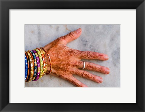 Framed Henna Design on Woman&#39;s Hands, Delhi, India Print