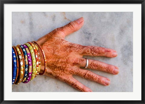 Framed Henna Design on Woman&#39;s Hands, Delhi, India Print