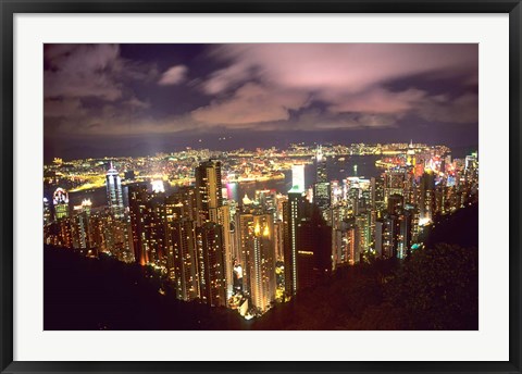 Framed Hong Kong Skyline from Victoria Mountain, China Print